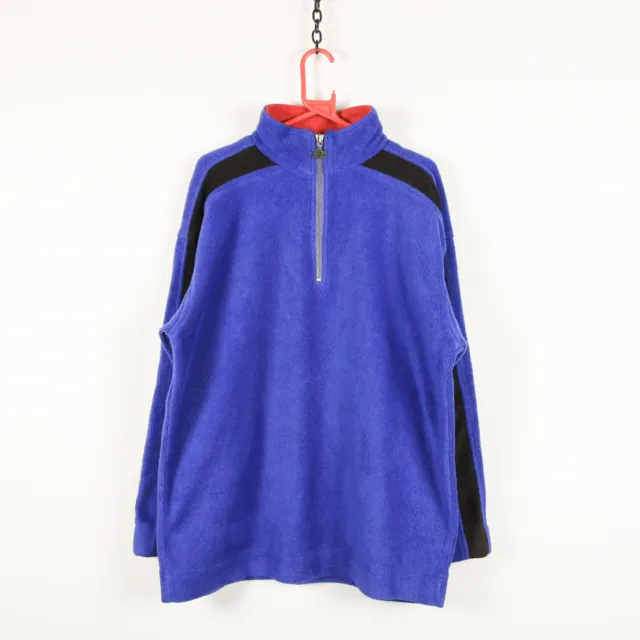Maglione pullover vintage 1/4 cerniera | grande | retrò sportivo luminoso anni '80 90