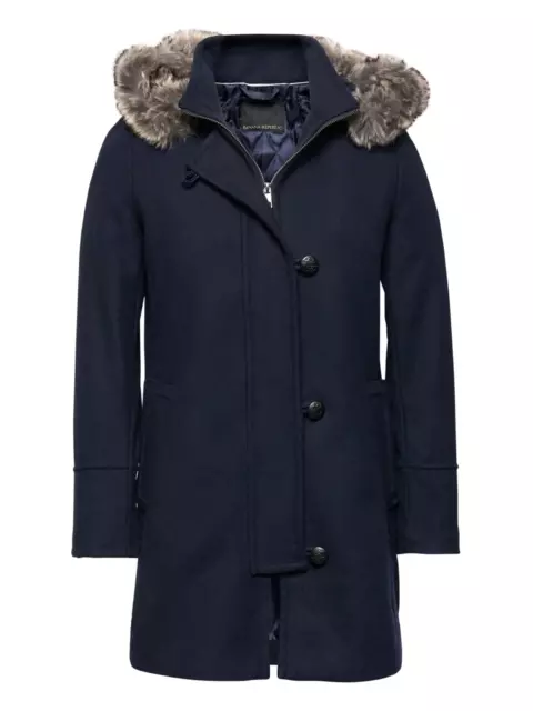 Banana Republic Navy Blue Italian Melton Wool Parka Coat #357908 NWT! XS
