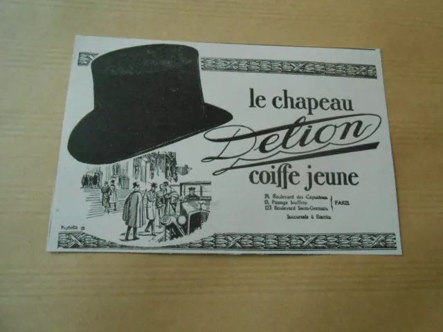 Publicité 1925 Le Chapeau Delion coiffe Jeune