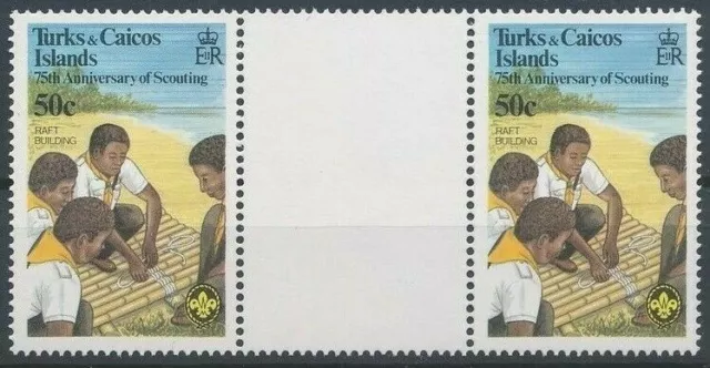 Raft Building, Scout, Turks and Caicos Islands 1982 MNH Gutter Pair