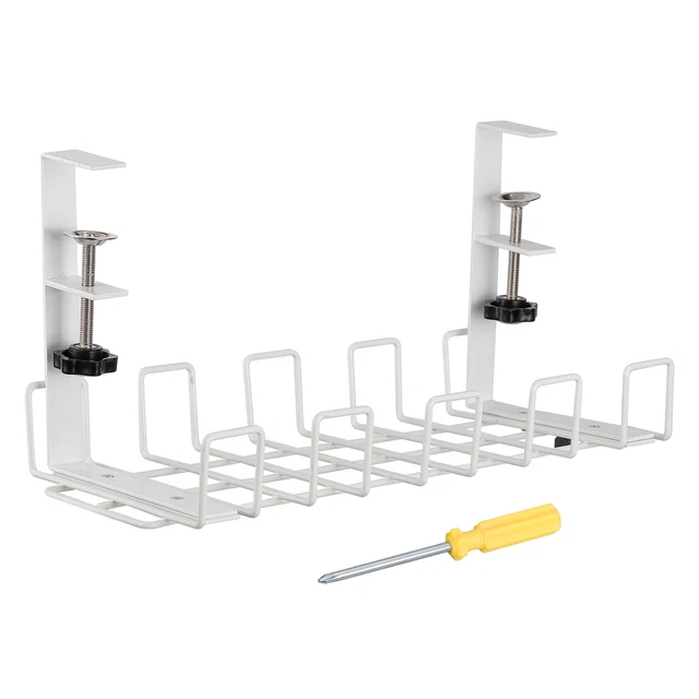Cable Management Tray Under Desk, Wire Rack Cable Organizers for Office, White
