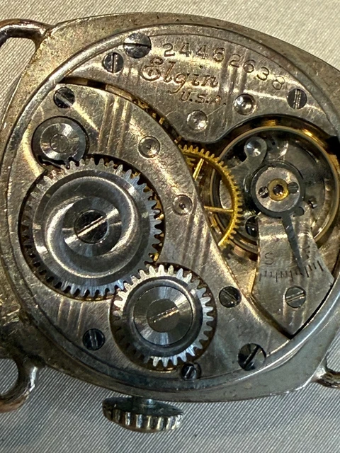 1921 Elgin 15 Jewel Cushion‎ Case Wadsworth 14K GF Running WWI Era ΠΒΦ Elgin Men Cushion Wristwatches for sale | eBay main image 2