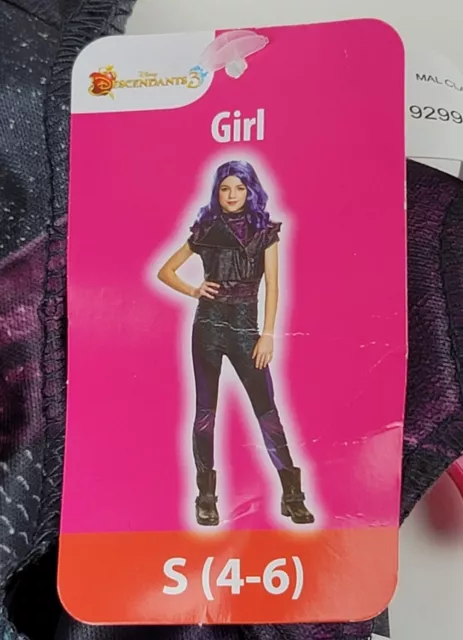 Disney The Descendants Mal Costume Halloween Dress Up Size Small(4-6) NEW