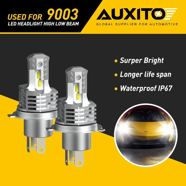 2pcs AUXITO 9003 LED Headlight Low Beam 6000K Bulbs H4 Conversion Kit High Power
