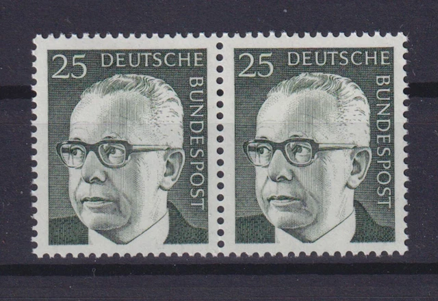 Bund 689 waagerechtes Paar Gustav Heinemann 25 Pf postfrisch