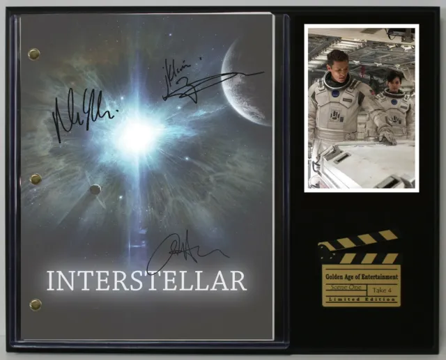 Interstellar Reproduction Signed Movie Script Wood Plaque Display