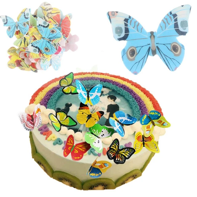 WEDDING BUTTERFLY WAFER Cupcake Toppers Edible Rice Paper Cake