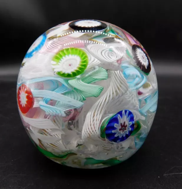 Murano Art Glass Paperweight Colorful Spaced Millefiori Latticino Fratelli Toso?