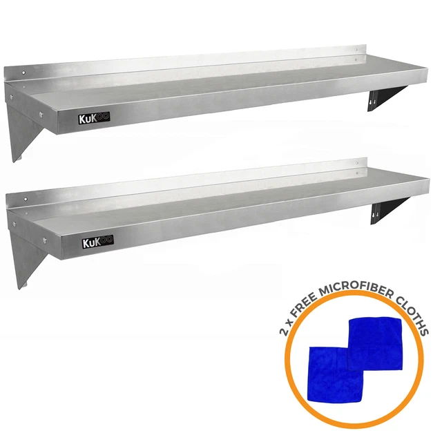 Commercial Catering x 2 Stainless Steel Shelves Kitchen Wall Shelf Metal Unit