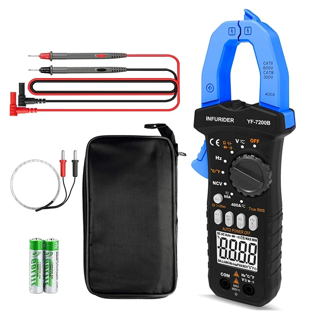 CLAMP METER, YF7200B TRMS AutoRanging AC DC Volt Amp Current Clamp On