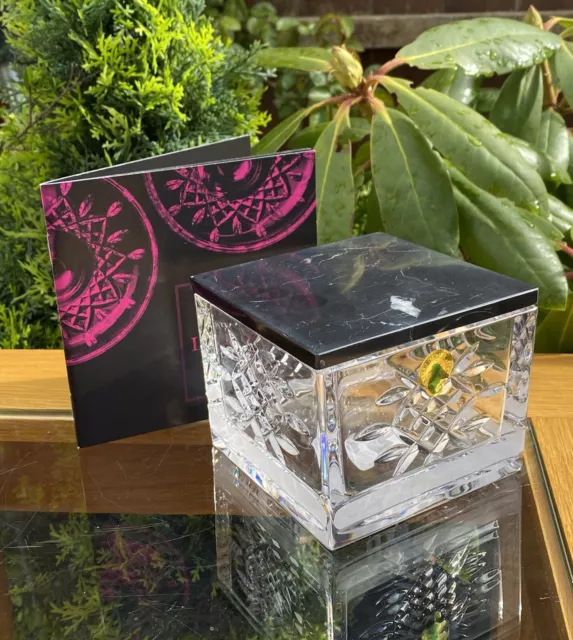 Waterford Crystal Lismore Revolution Cut Square 10cm Marble Covered Box - Boxed