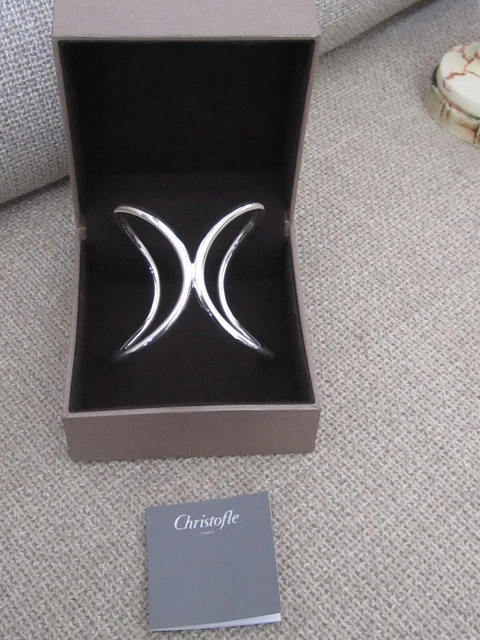 Bracelet Christofle 'Duo Complice' En Cuir Et Argent 925 - Occasion, Avec Boîte D'origine