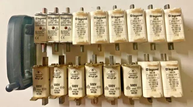 Cartridge Fuses Stock (N°17)+  Handle For Blade Type Cartridge Fuses All Sizes