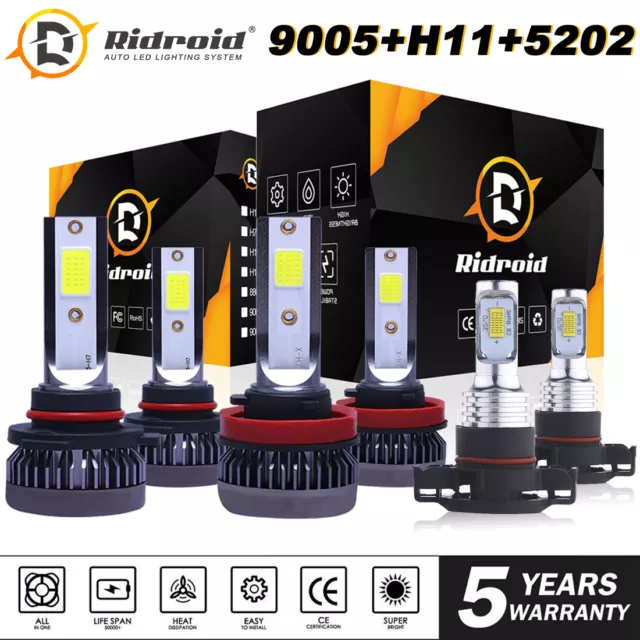 LED HEADLIGHT + Fog Light Bulbs Combo For Chevy Silverado 1500 2500HD ...