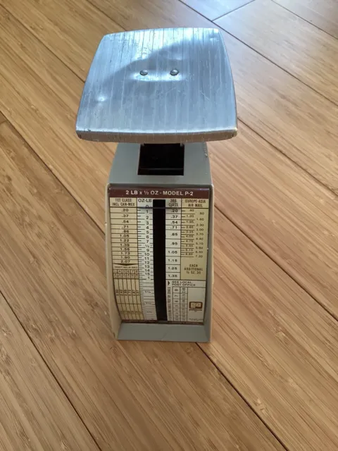 Vintage Pelouze Postal Scale 2LB to 1/2 OZ Model P2 Postage Rates for Nov 1,1981