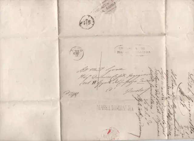 Comunita' Di Massalombarda 25/6/1860 Lettera Spedita Da Lugo Per Imola