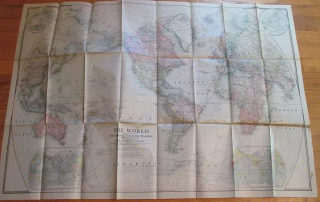 THE WORLD MAP National Geographic December 1922 With WWI Political Lines