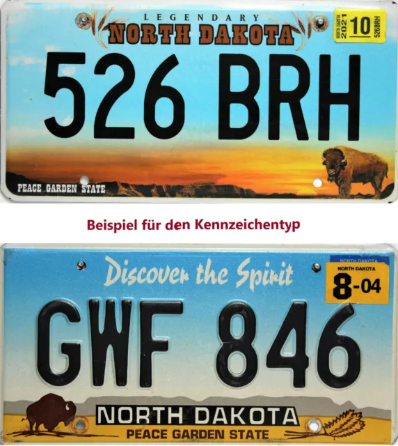 North Dakota  Bison Flat / Embossed  License Plate originalUS Nummernschild