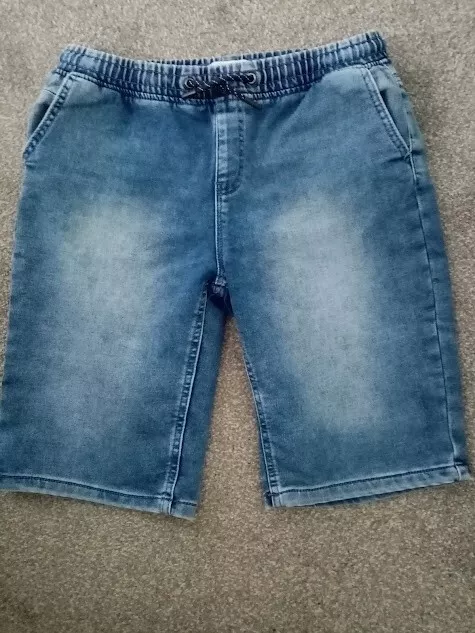 Primark Childs Denim Blue Shorts Age 13 / 14 Years Drawstring Waist Pockets