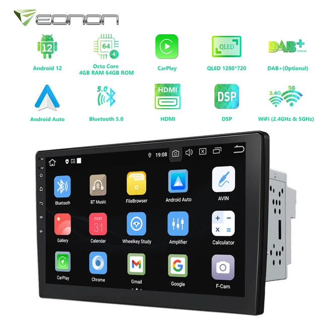 Double 2 Din Android 12 8-Core Car Stereo Radio GPS Bluetooth 10.1" Touch Screen