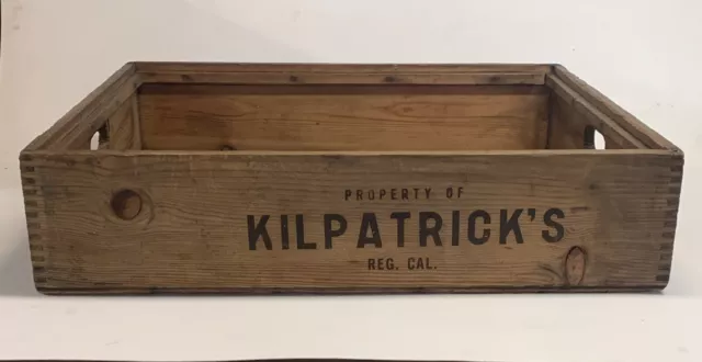 Rare KILPATRICK’S BREAD Advertising Dovetailed Wood Tray Crate Box