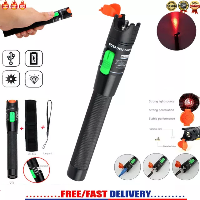 Visual Fault Locator,30mW 18mi Red Light Pen Fiber Optic Cable Tester Meter UK