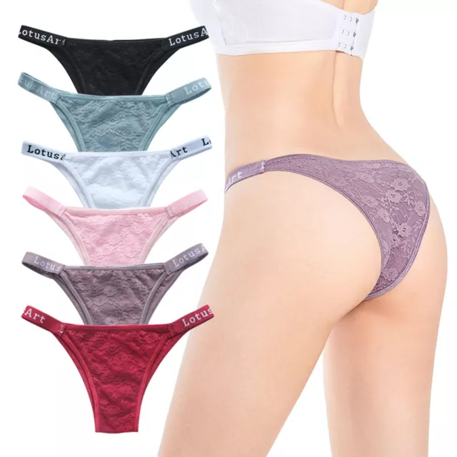 Teenage Girls Underwear Women's Low Waist Lace Briefs Solid Color Cotton Crotch