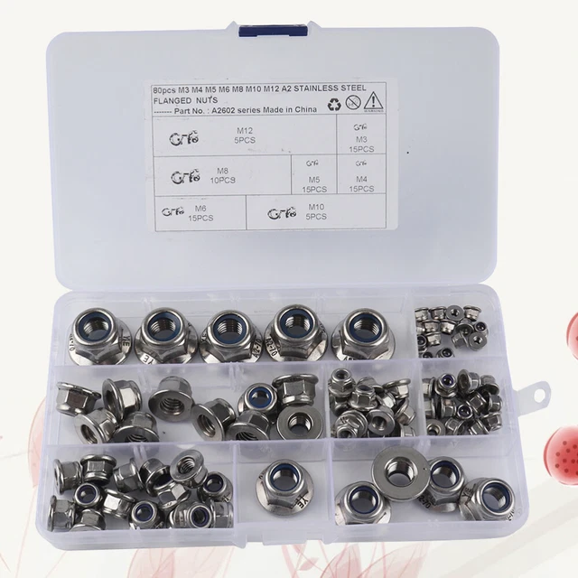 80 Pcs M8 Mutter Nuss-Bolzen-Sortiment Maulschlüssel Metrisches System