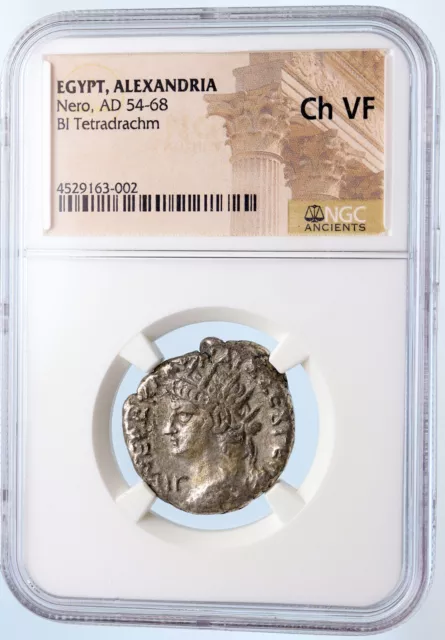 NERO Alexandria Egypt ZEUS OLYMPIOS Old Silver Tetradrachm Roman Coin NGC i61982 3