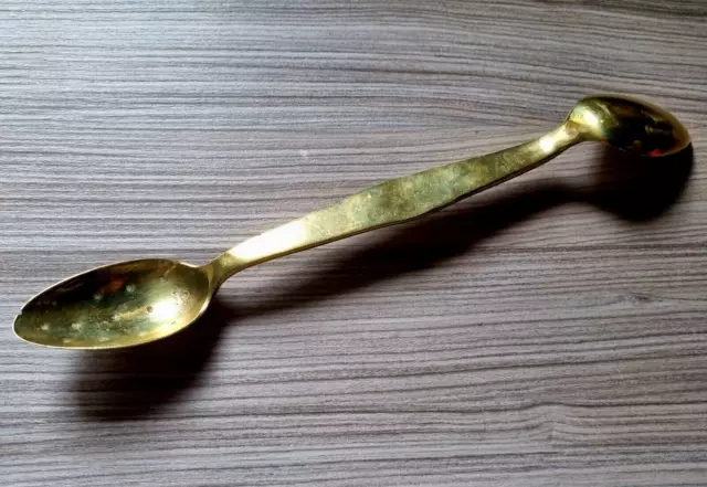 Rare, Very Large Antique Brass Double Ended Apothecary Spoon / Measure