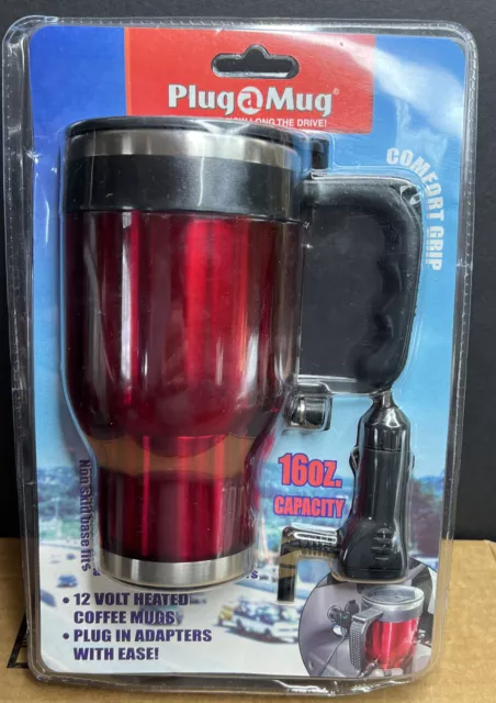 Plug A Mug Travel Coffee Hot/Cold 16 Oz Universal Adapter Car NEW SEALED RED