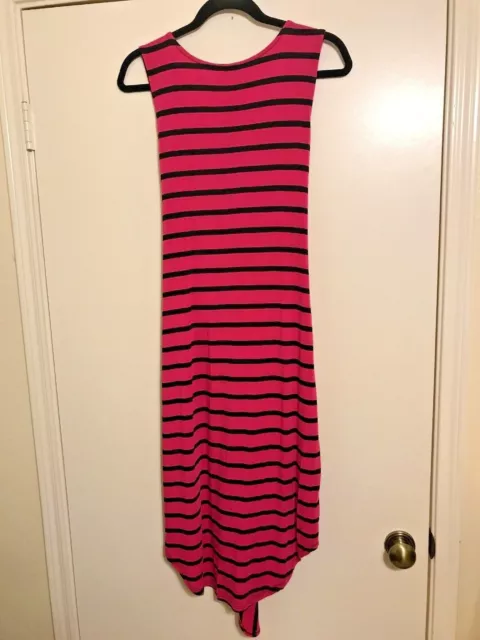 COCO+CARMEN Sz S/M Jersey Tank Dress Tie-Waist Pink Black Stripe MADE IN USA NWT 2