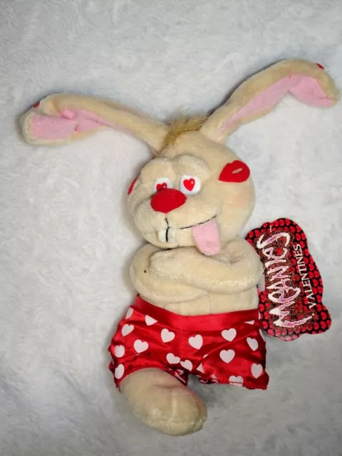 MEANIES GOT LUCKY 1999 Valentines 077 Rabbit Beanie Baby Bag Plush Toy Hearts