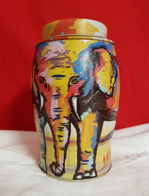 Williamson Elephant Tea Tin/Caddy. Painterly Summer. Superb Condition.