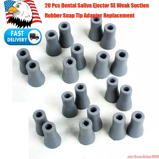 20X Dental Saliva Ejector Weak Suction Rubber Snap Tip Tips Adapter Replacement