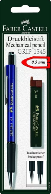Faber-Castell Grip 1345 Mechanical Pencil + 0.5mm B Leads - Assorted Colour