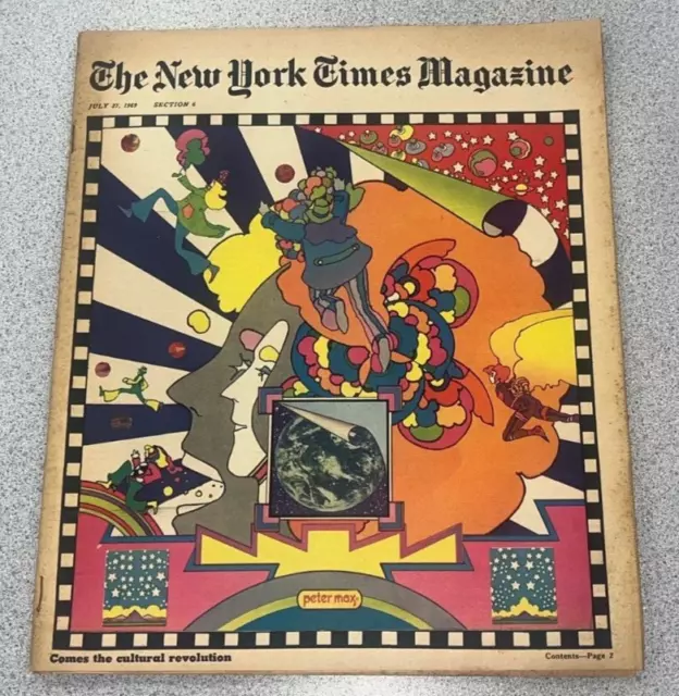 New York Times Magazine 27 July 1969 Peter Max Psychedelic Cover LSD Bob Dylan