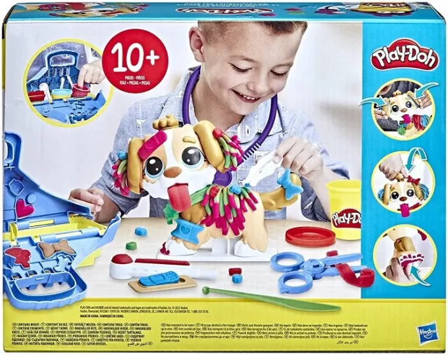 Play-Doh Set da Veterinario Playset con Cane, trasportino, 10 Strumenti, 5 Color