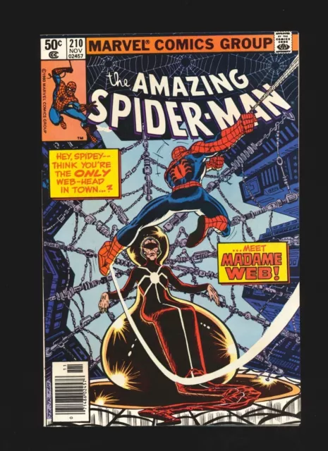 Amazing Spider-Man # 210 Newsstand cover - 1st Madame Web VF/NM Cond.