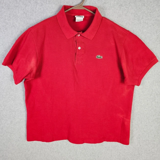 Lacoste Polo Shirt Mens Size 6 Solid Red Short Sleeve Knit Cotton Croc Logo Flaw