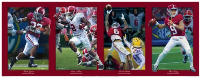 ALABAMA FOOTBALL DANIEL MOORE The Four Heismens of Alabama L/E PRINT