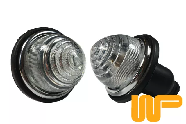 2 x Universal Lucas Style White indicator Lamps Lights CLASSIC MINI /KIT CHM13WZ