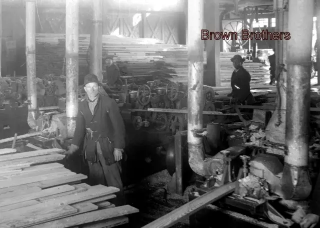 1910s Threadbare Sawmill Worker Machinery & Boards Glass Camera Negatives #4 (2)