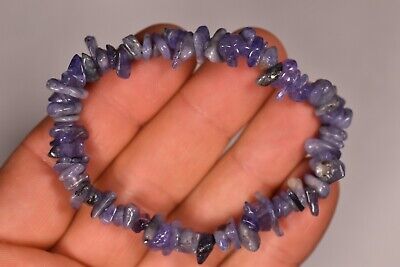 *TANZANITE* Chip Bead Bracelet 17.5g Elastic Tumbled Stones Healing Crystal