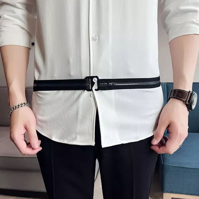 Unisex Belt Seamless Lock Soft Shirt Keep Hidden New Elastic Button Keeper Men