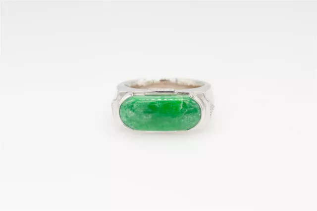 $5000 5.50ct Apple Green Natural JADE VS F Diamond 18k White Gold Ring Band 16g