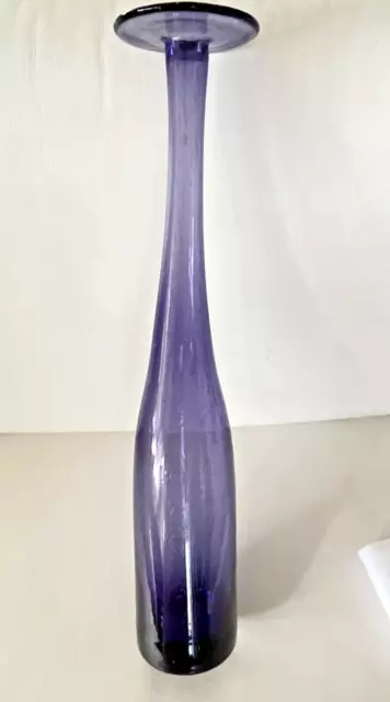 Vintage Mdina Glas Vase transparent lila,70er,H 39cm,Design