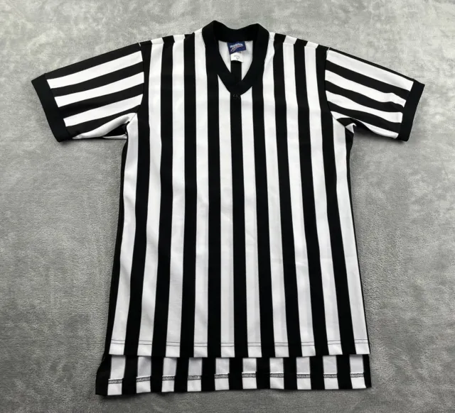 Referee Shirt Adult Medium Black White Striped shirt sleeve V-Neck Dalco