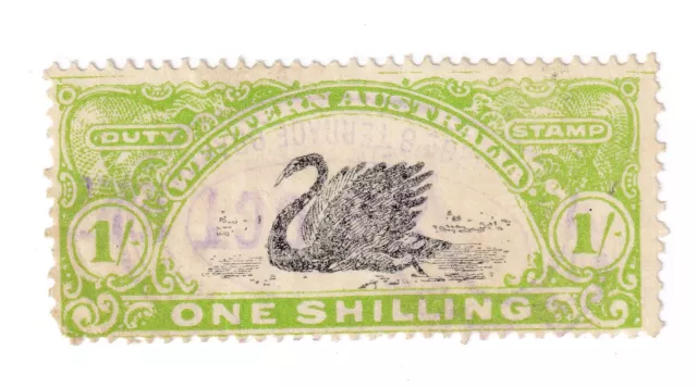 Western Australia 1/- One Shilling Green Duty Swan watermark W Crown A