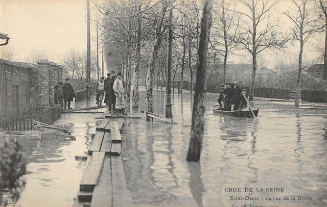 Cpa 93 Saint Denis Crue De La Seine 1910 Rue De La Briche